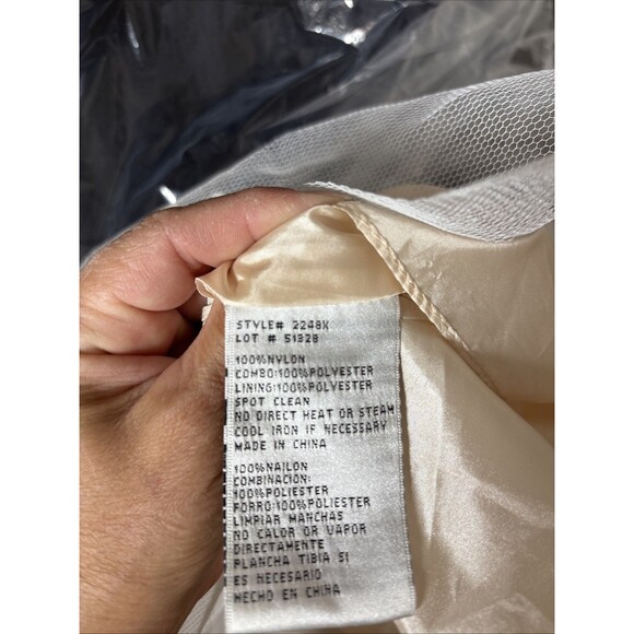 Xscape Navy Blue Lace Beaded tulle overlay Evening Gown Size 8 Formal Prom - Picture 17 of 17